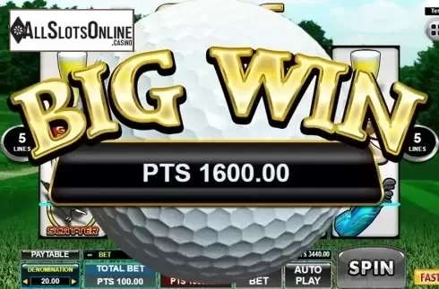 Big win screen. Golf Champions from Spadegaming