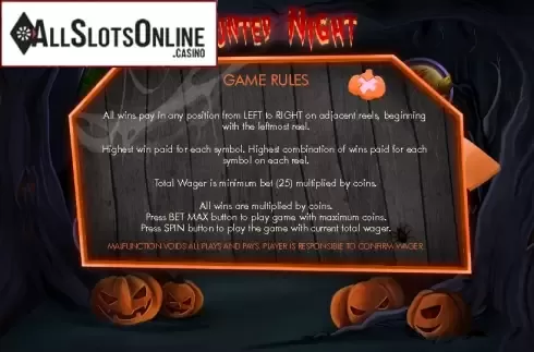 Paytable 1. Haunted Night from Genesis