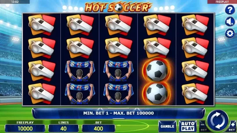Hot Soccer slot screenshot 1