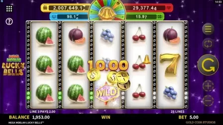 Mega Moolah Lucky Bells slot screenshot 3