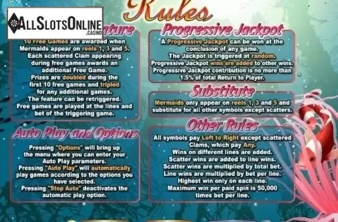 Rules. Mermaid Queen (RTG) from RTG