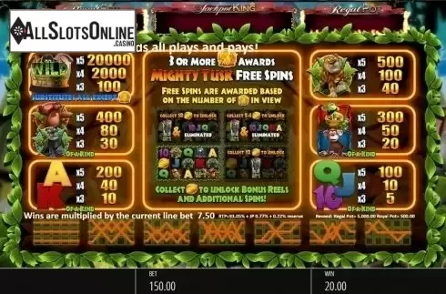 Paytable. Mighty Tusk from Blueprint