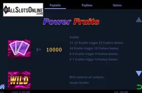 Paytable 1