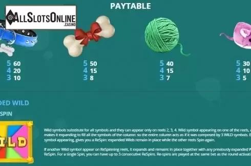 Paytable 2. Puppies and Kittens from Capecod Gaming