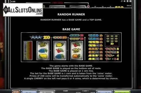Paytable 2. Random Runner AWP® from Greentube