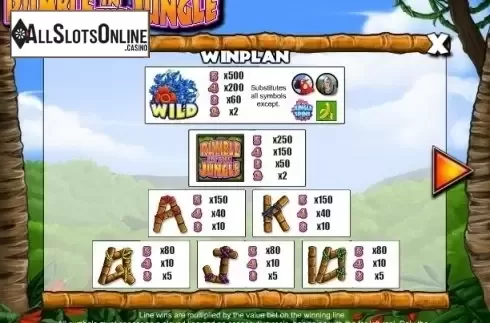 Paytable 1. Rumble in the Jungle from Mazooma