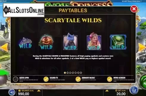 Wild feature screen