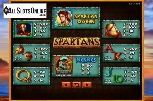 Paytable. Spartans (GMW) from GMW