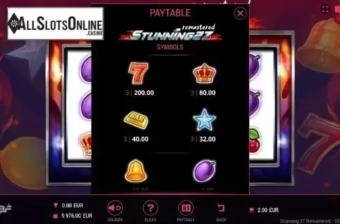 Paytable 1