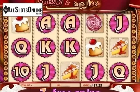 Free Spins screen. Sweets & Spins from MultiSlot
