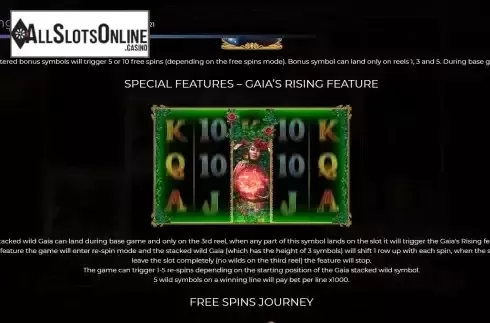 Special feature screen