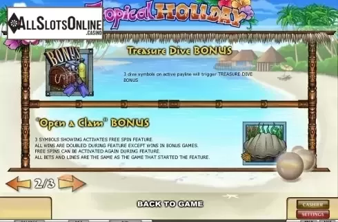 Paytable 2. Tropical Holiday from Play'n Go