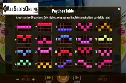 Pay Lines screen