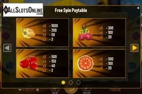 Pay Table screen