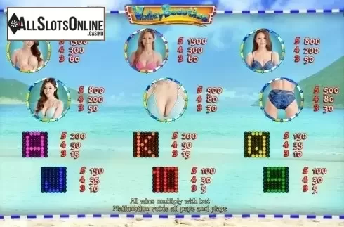 Paytable. Volley Beauties from SimplePlay