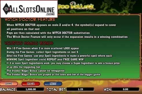 Screen5. Voodoo Dollars from NextGen