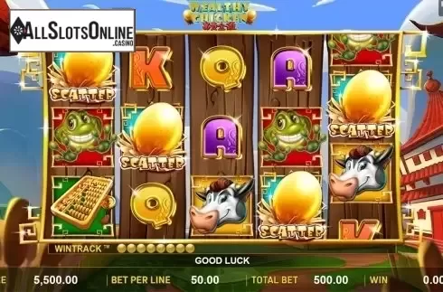 Scatter symbol screen. Wealthy Chicken from Aspect Gaming