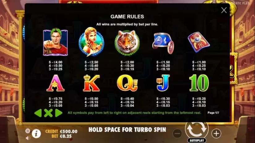 Wild Gladiators slot screenshot 2
