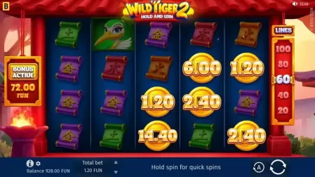 Wild Tiger 2 slot screenshot 2