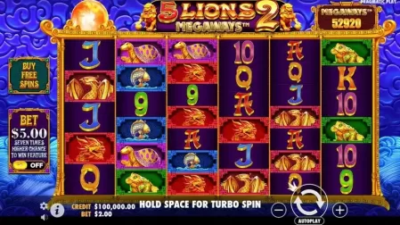 5 Lions Megaways 2 slot screenshot 2
