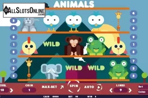 Reel screen. Animals from BetConstruct