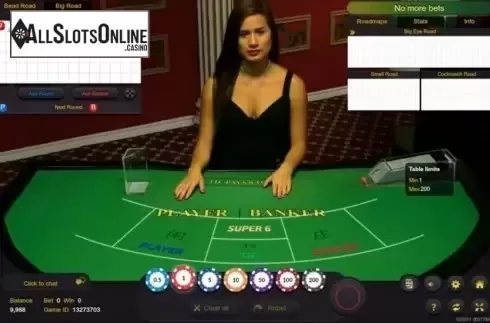 Game Screen. Baccarat Super 6 Live Casino from Ezugi