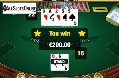 Win screen . BlackJack (Nektan) from Nektan