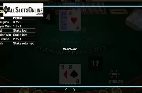 Paytable . BlackJack (Nektan) from Nektan