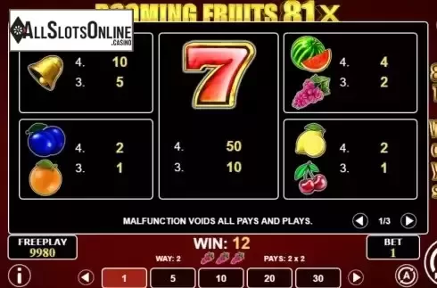 Pay Table screen