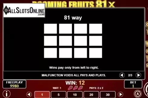 Pay Lines screen