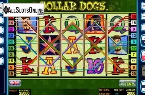 Reels screen. Dollar Dogs Deluxe from Novomatic
