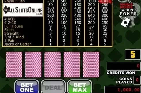 Reels screen. Double Double Jackpot Poker from RTG
