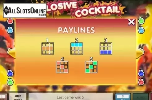 Paylines screen
