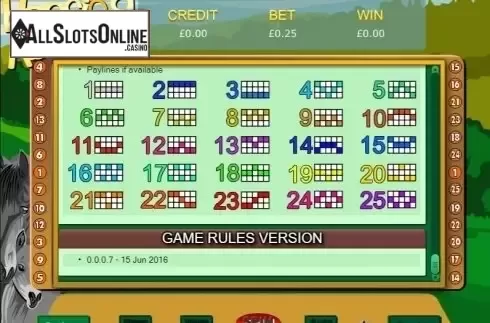 Paylines. Horsing About from Eyecon