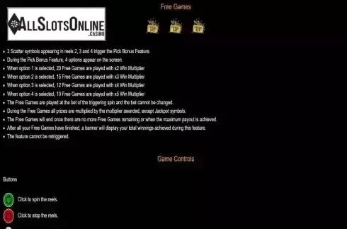 Game Features screen