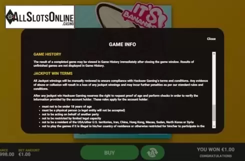 Info 4. It's Bananas from Hacksaw Gaming