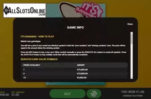 Info 1. It's Bananas from Hacksaw Gaming