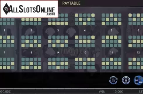Paytable. League of Conquerors from Gamatron