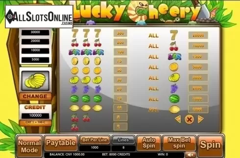 Paytable . Lucky Cheery from Aiwin Games