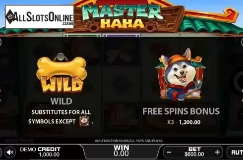 Paytable . Master HAHA from PlayStar
