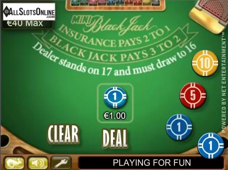 Game Screen. Mini Blackjack (NetEnt) from NetEnt