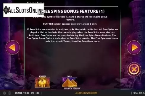 Free Spins 1. Pharaoh's Dream from Bally