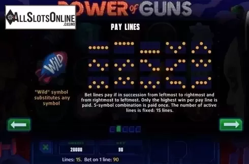 Paytable 2. Power of Guns from X Line