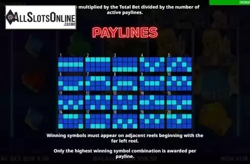 Paylines screen