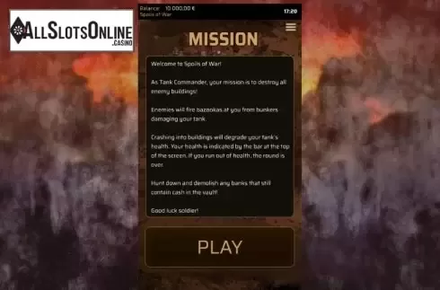 Mission screen. Spoils of War from Green Jade Games