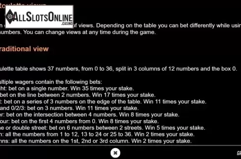 Information screen 2. Steampunk Roulette VIP from GAMING1