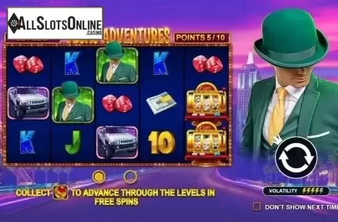 Start Screen. Vegas Adventures with Mr Green from Pragmatic Play