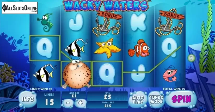 Win screen. Wacky Waters from Playtech