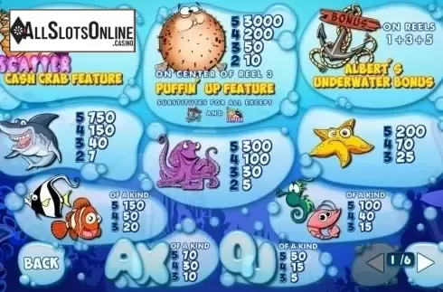 Paytable 1. Wacky Waters from Playtech