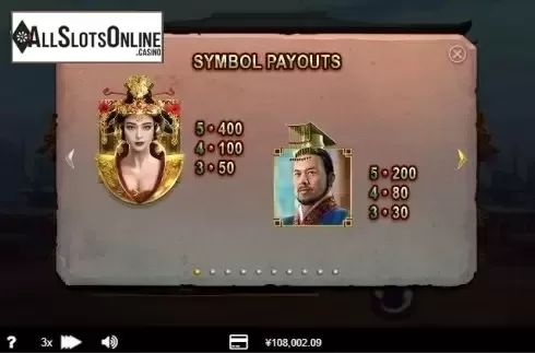 Paytable 1. Wu Zetian from RTG